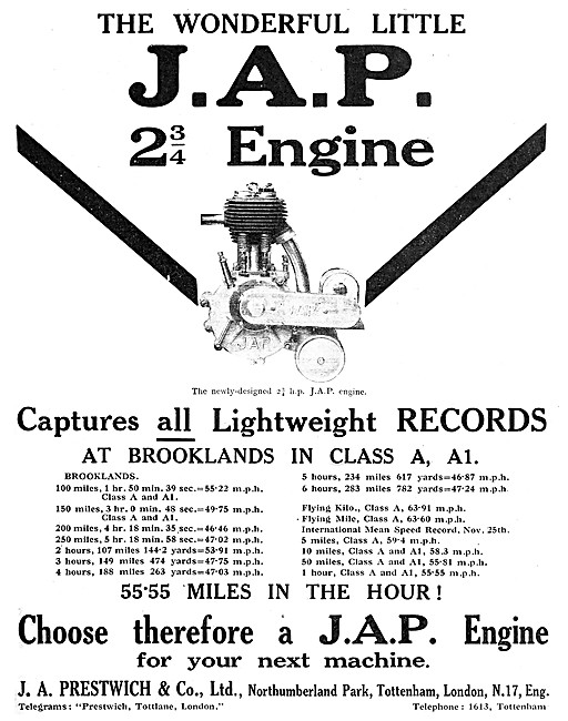 J.A.P. Motor Cycle Engines - JAP 2.75 hp Engine 1920             