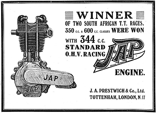 1926 J.A.P. Motor Cycle Engines - JAP 344 CC OHV Racing Engines  
