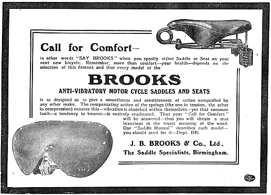 J.B.Brooks Anti-Vibratory Motor Cycle Saddles & Seats            