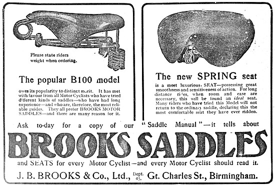 J.B.Brooks Motor Cycle Saddles                                   