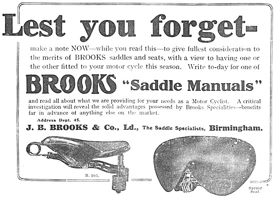 J.B.Brooks Motor Cycle Saddles                                   