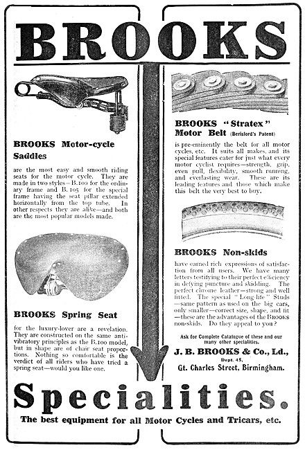 J.B.Brooks Motor Cycle Saddles & Drive Belts                     