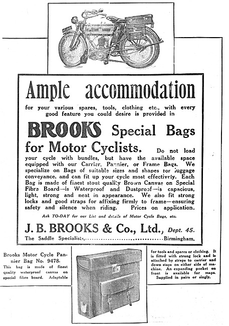 J.B.Brooks Motor Cycle Panniers & Bags                           