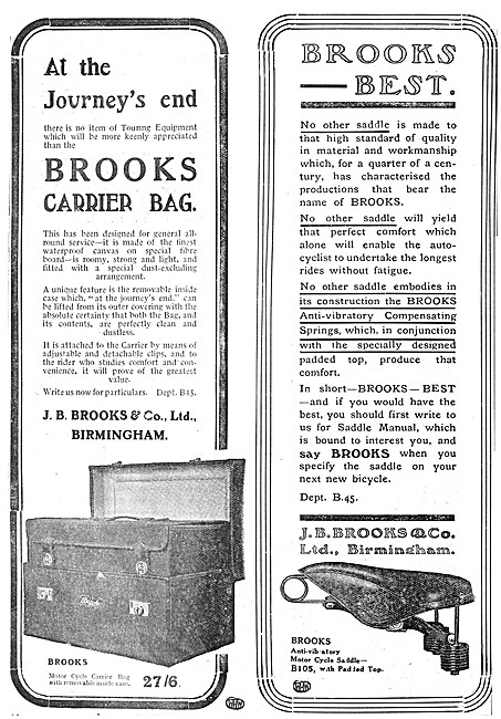 J.B.Brooks Motor Cycle Leather Wear Saddles                      