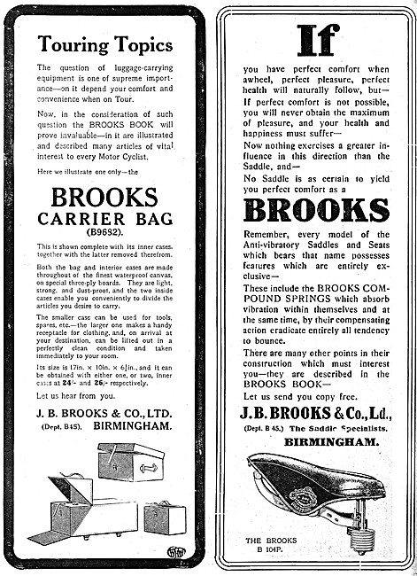 J.B.Brooks Motor Cycle Saddles & Panniers                        