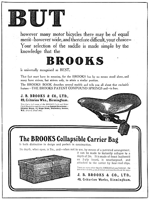 J.B.Brooks Motor Cycle Saddles - Brooks Luggage Holders          