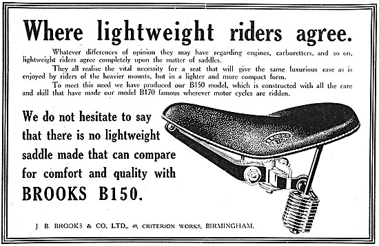 1915 J.B.Brooks B 150 Motor Cycle Saddle                         