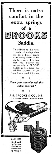 Brooks Spring Saddles 1920 Advert                                