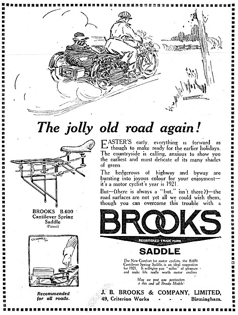 Brooks Saddles - 1921 Brooks B.600 Cantilever Spring Saddle      