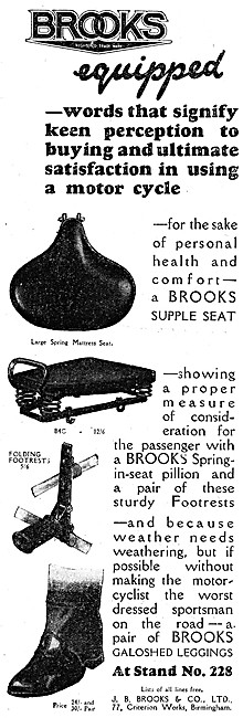 J.B.Brooks Motor Cycle Saddles - Brooks Folding Footrests        