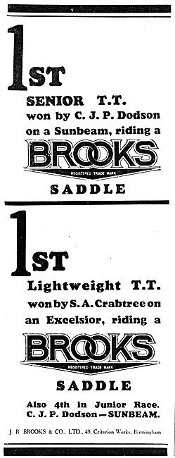 J.B.Brooks Motor Cycle Saddles                                   