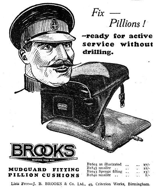 J.B.Brooks Motor Cycle Saddles & Pillion Seats                   
