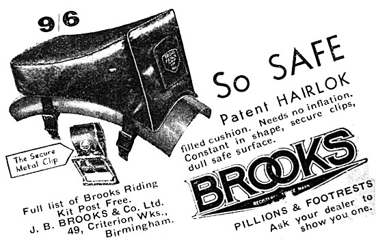 J.B.Brooks Motor Cycle Hairlok Patent Motor Cycle Pillion Saddles