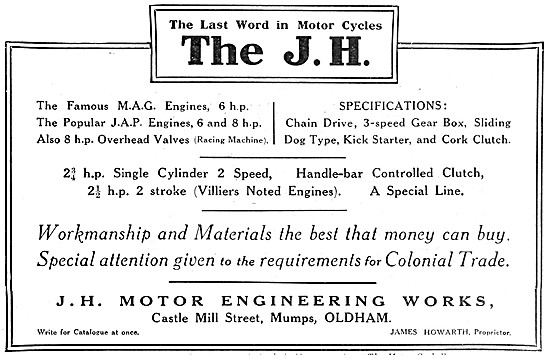 J.H.Motor Cycles - JH Motor Cycles 1914                          