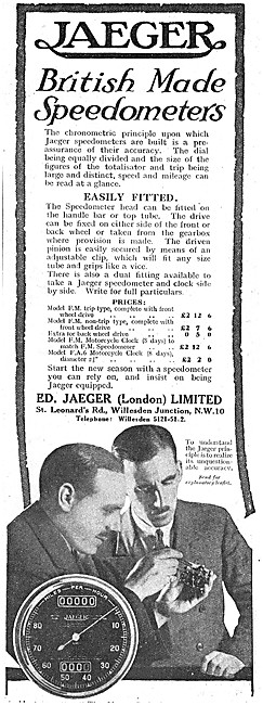 Jaeger Motor Cycle Speedometers                                  