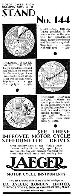 Jaeger Motor Cycle Instruments - Jaeger Speedometer Drives       