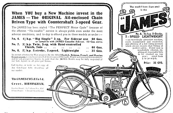 James No 7 Motor Cycle - 1915 James 2.5 hp Two-Stroke Motor Cycle