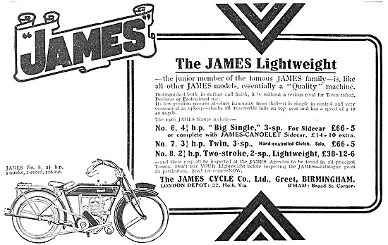 James Model 8 Motor Cycle                                        