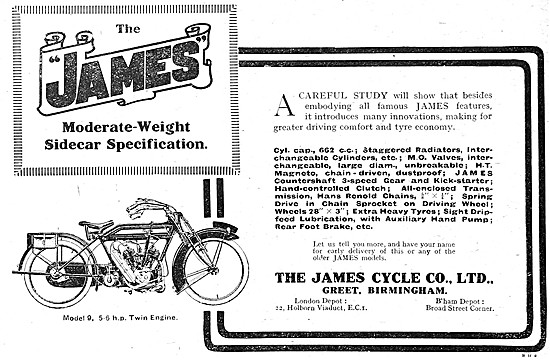 1918 James Model 9 5-6 hp Motor Cycle                            