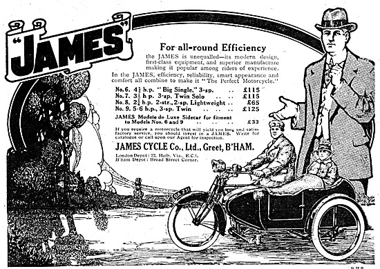 1920 James Motor Cycle & Combination Advert                      