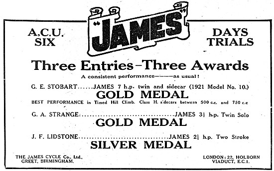 1920 James Motor Cycle Advert                                    