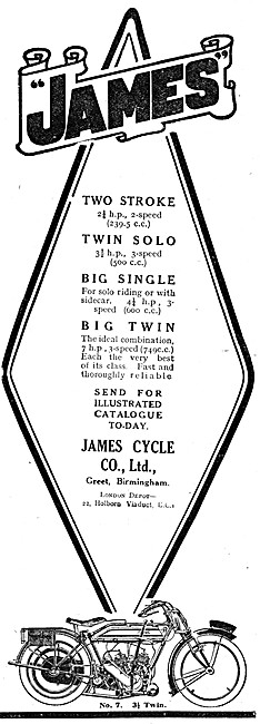 The 1921 James Motor Cycle Model Range                           