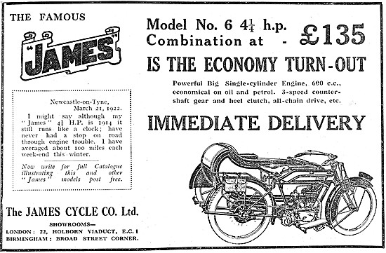 James Model 6 Motor Cycles                                       