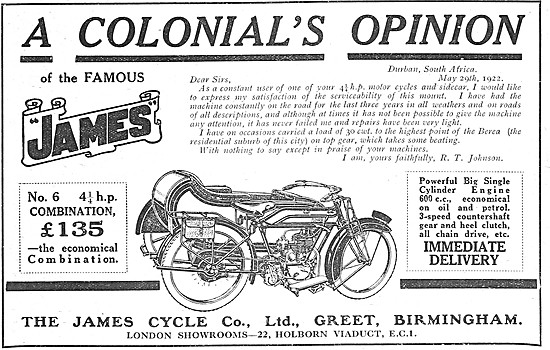 James Model No.6 Motor Cycles                                    