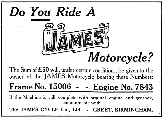James Motorcycles Lucky Frame Number                             