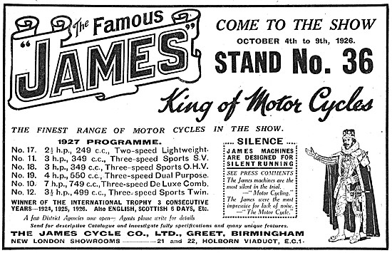 List Of James Motor Cycle Models For 1926                        