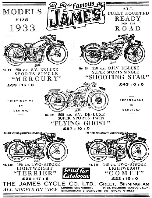 James Motorcycles 1933 Models                                    