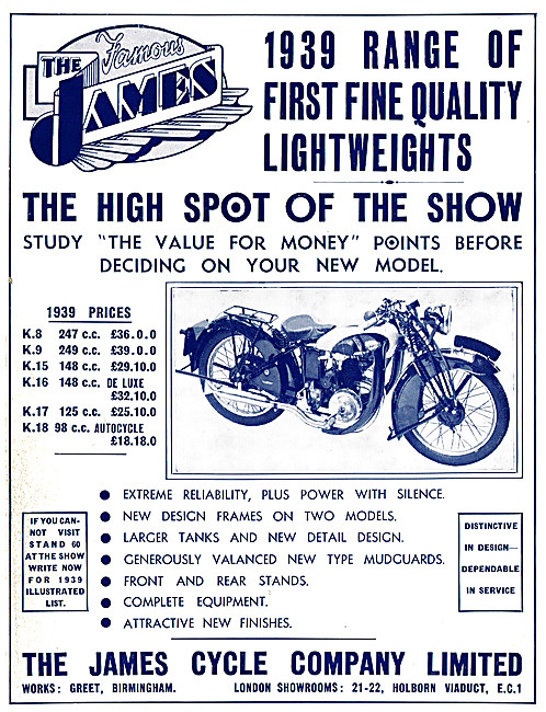 James Lightweight Motorcycles 1938 - James K.8 247 cc            