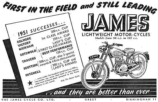 The 1951 James Lightweight Motor Cycle Range                     