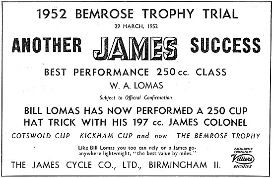 James Colonel 197cc Bemrose Trophy Trial 1952                    