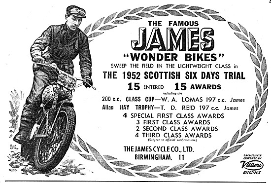 James Trials Motorcycle Scottish Six Days Trial Successes 1952   