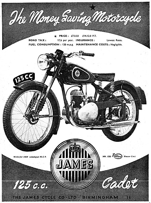 1954 James Cadet 125 cc Motor Cycle                              