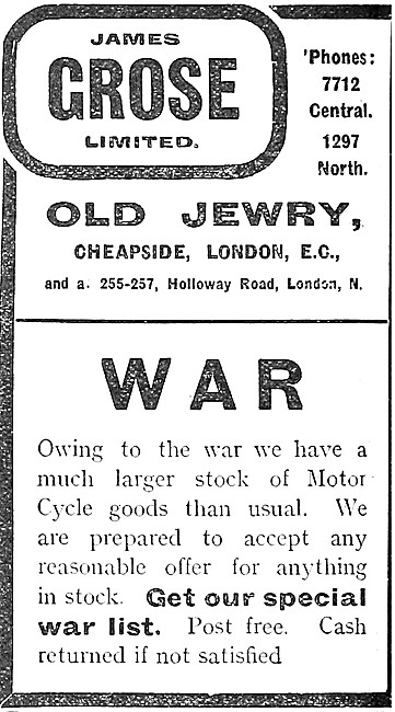 James Grose Motorcycle Sales & Parts Stockists. Old Jewry        