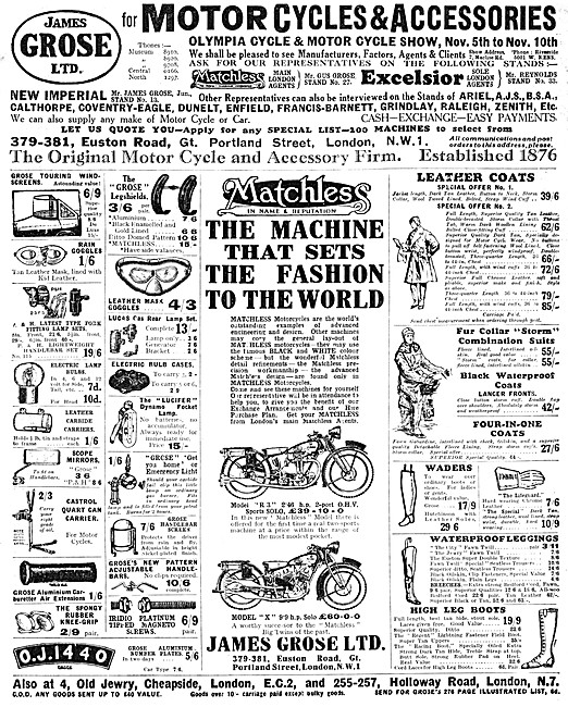 James Grose Motorcycle Accessories Mail Oder Cataloge 1928 Items 