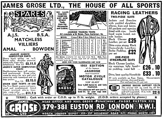 James Grose Motorcycle Sales & Parts Stockists. 379 Euston Rd    