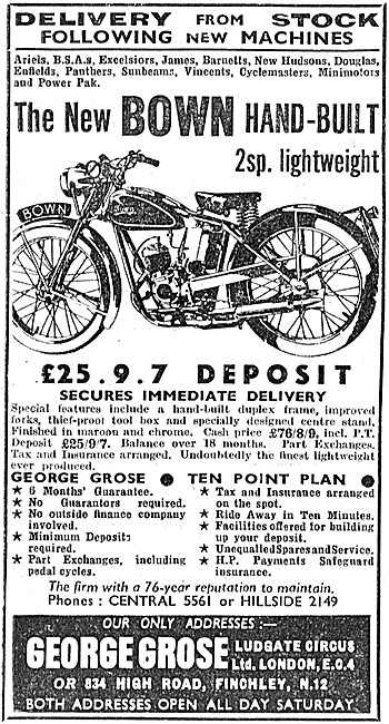 George Grose Motorcycle Sales - Bown Motor Cycles Main Dealers   