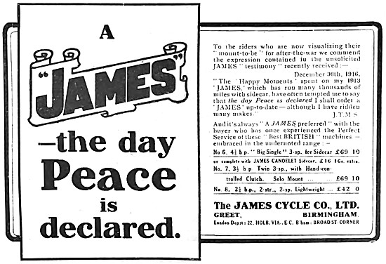 James Motor Cycle Models For 1917                                