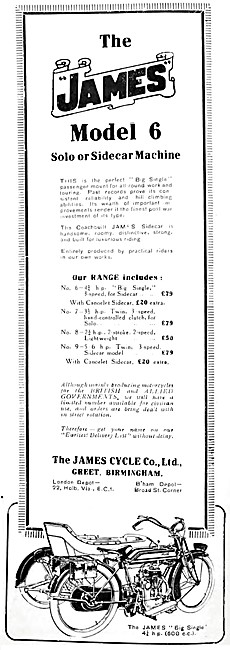 James Motor Cycles For 1918                                      