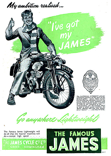 1948 James 125 cc  Motor Cycle                                   