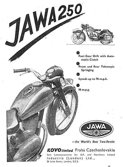 1950 Jawa 250 cc Motor Cycle - Kovo Prague                       