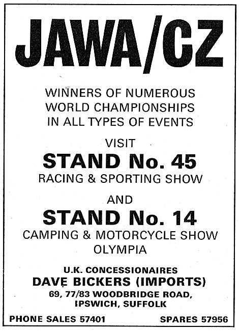 Jawa CZ Motor Cycles. Dave Bickers                               