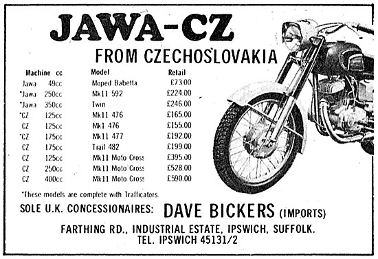 Jawa-CZ Motorcycle Range 1972                                    