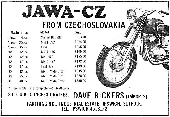 Dave Bickers Jawa- CZ Motor Cycles                               