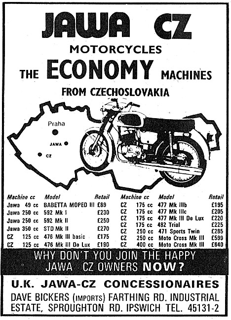 Jawa-CZ  Motor Cycles & Mopeds 49-400 cc - Babetta Moped         