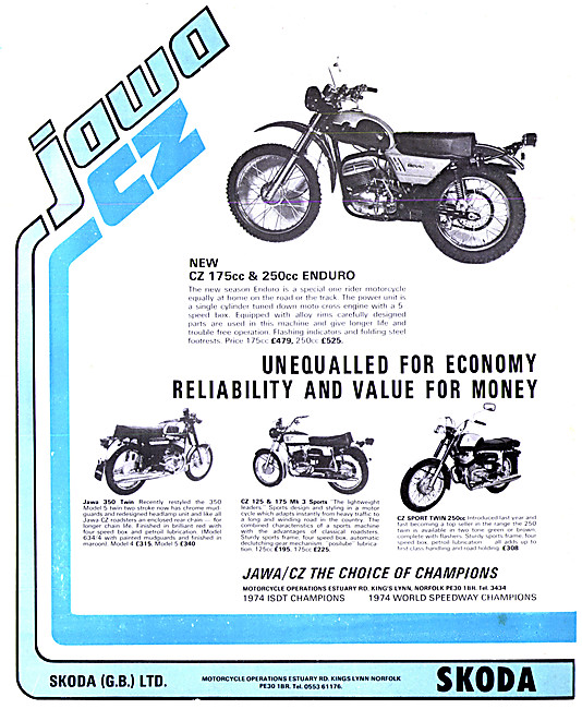 1975 CZ 175cc & 250cc Enduro                                     