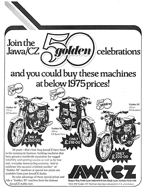 Jawa-CZ Golden Range Of Motor Cycles 1976                        